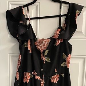 Off the shoulder black floral maxi dress